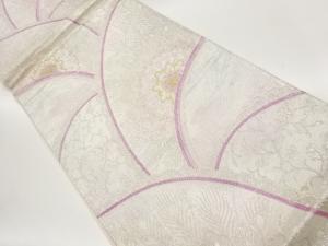 華紋に孔雀羽根模様織出し袋帯